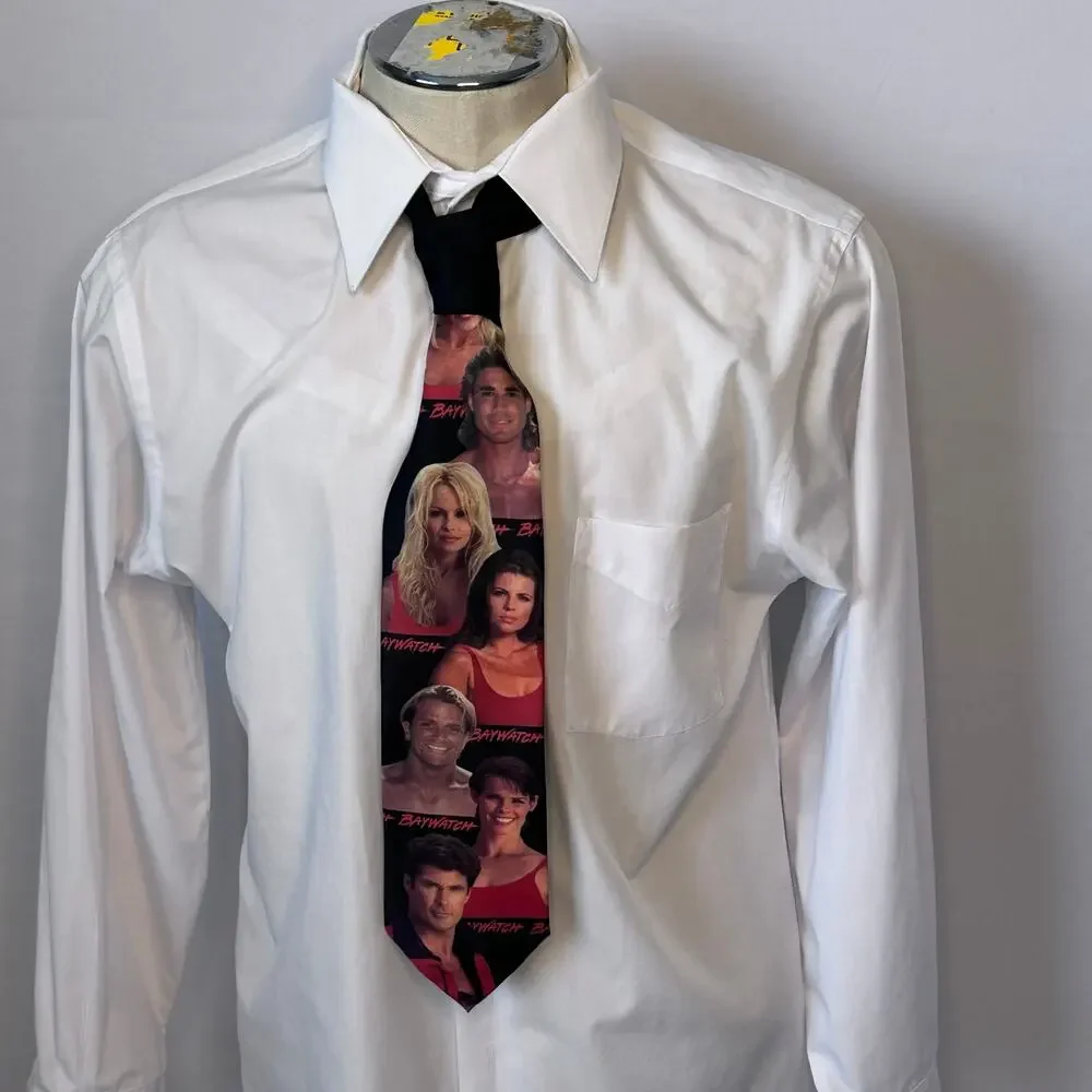 Vintage Baywatch Ralph Marlin Novelty Necktie 90s TV Show Pop Culture